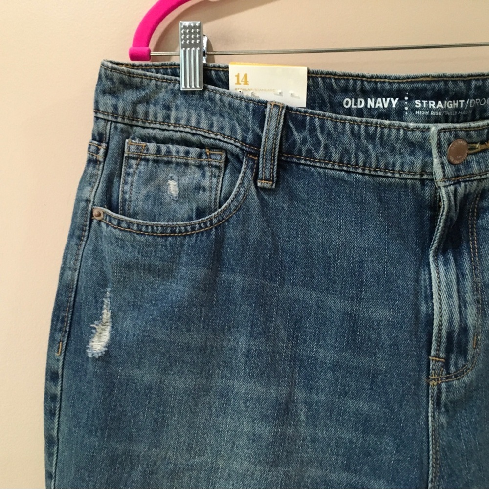 Old Navy Jeans Womens 14 Droit Straight High Rise Blue Denim Vintage High Rise - Picture 3 of 7